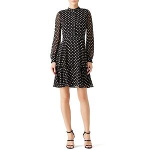 Tory Burch Seymour 100% Silk Black Long Sleeve Kingfish Dress size 4